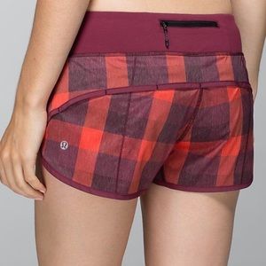 Lululemon Red Plaid Speed Up Short